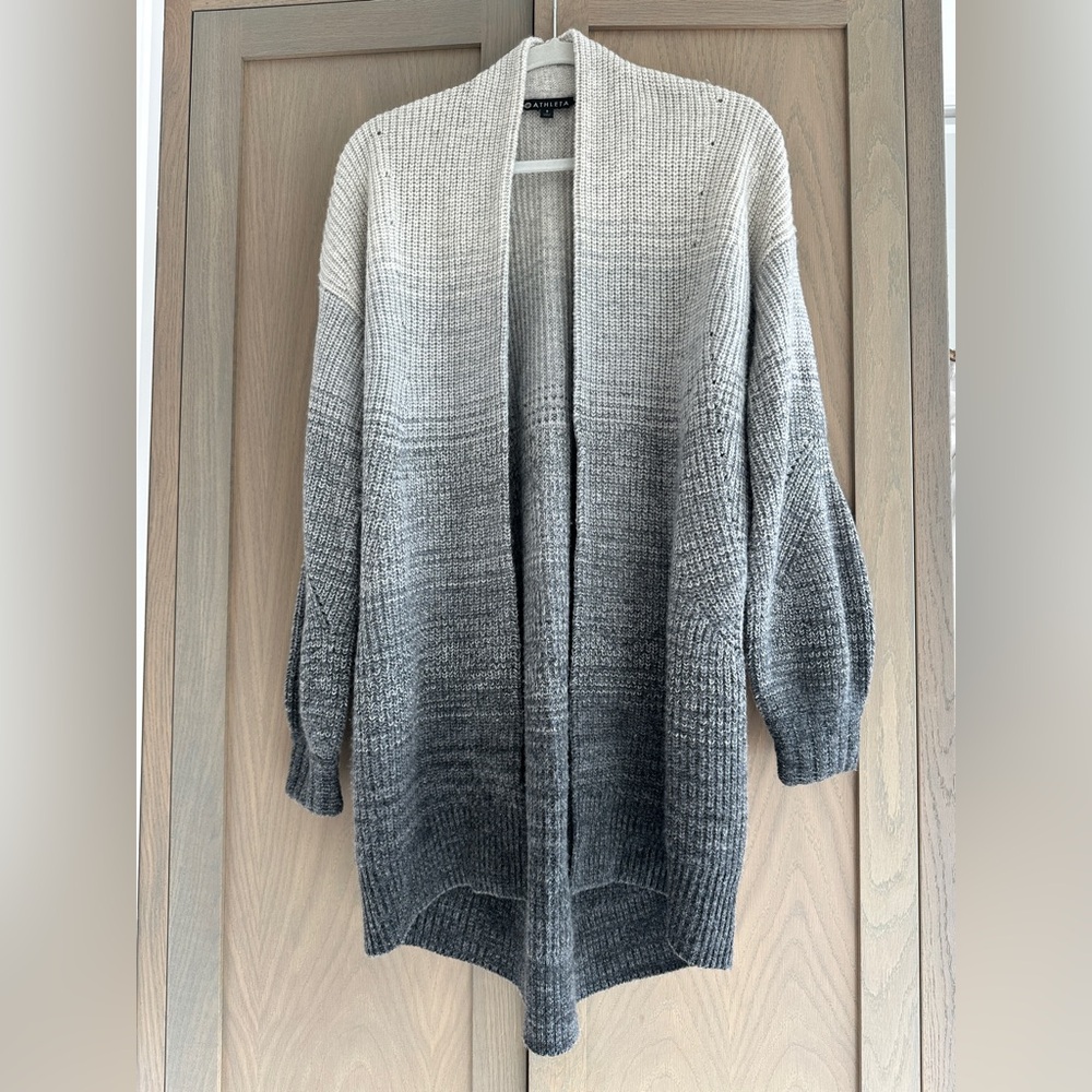 Athleta Gray Ombre Knit Cardigan, Size Small